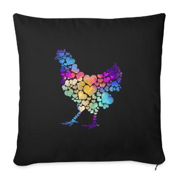 Chicken Love Gift - Sofa pillowcase 17,3'' x 17,3'' (45 x 45 cm) - black - Front