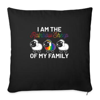 Rainbow Sheep Equality Sign LGBTQIA Cloths - Sofa pillowcase 17,3'' x 17,3'' (45 x 45 cm) - black - Front