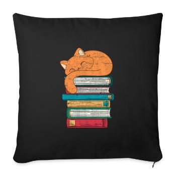 Livre Chat - Housse de coussin décorative 45 x 45 cm - noir - Devant