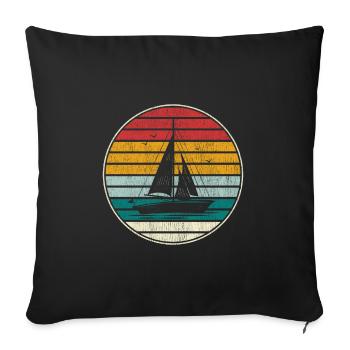 Voilier rétro - Housse de coussin décorative 45 x 45 cm - noir - Devant
