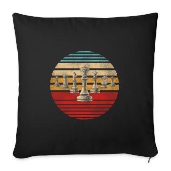Sport d'échecs rétro - Housse de coussin décorative 45 x 45 cm - noir - Devant