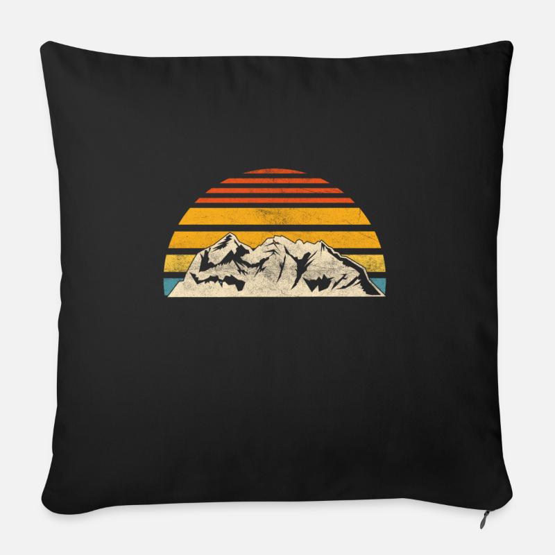 Retro Wandern Camping Natur - Sofakissenbezug 45 x 45 cm - Schwarz