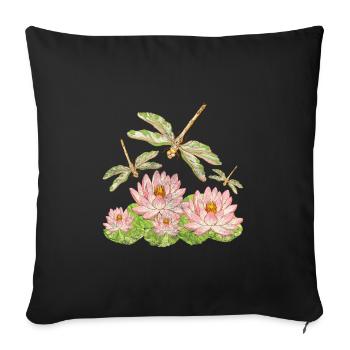 dragonflies - Sofa pillowcase 17,3'' x 17,3'' (45 x 45 cm) - black - Front