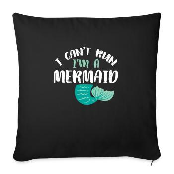 Je ne peux pas courir, je suis une sirène Mermaid Beach Fin - Housse de coussin décorative 45 x 45 cm - noir - Devant