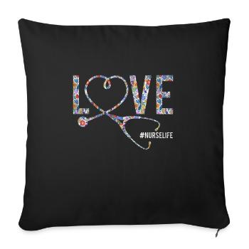 Nurse geriatric nurse - Sofa pillowcase 17,3'' x 17,3'' (45 x 45 cm) - black - Front