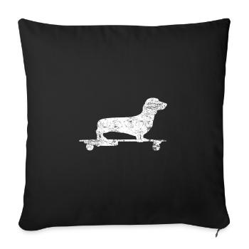 Planche à roulettes teckel - Housse de coussin décorative 45 x 45 cm - noir - Devant