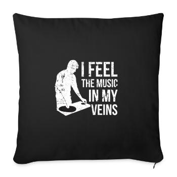 DJ - Housse de coussin décorative 45 x 45 cm - noir - Devant