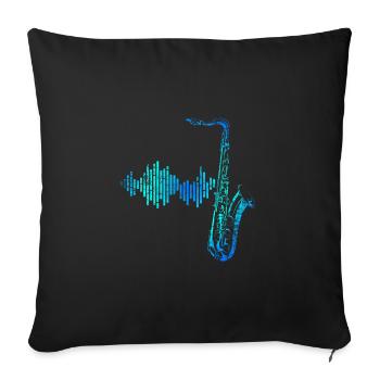 Saxophon musicien jazz - Housse de coussin décorative 45 x 45 cm - noir - Devant