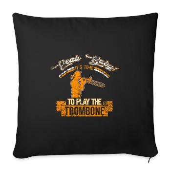Trombone Jazz Musiciens - Housse de coussin décorative 45 x 45 cm - noir - Devant