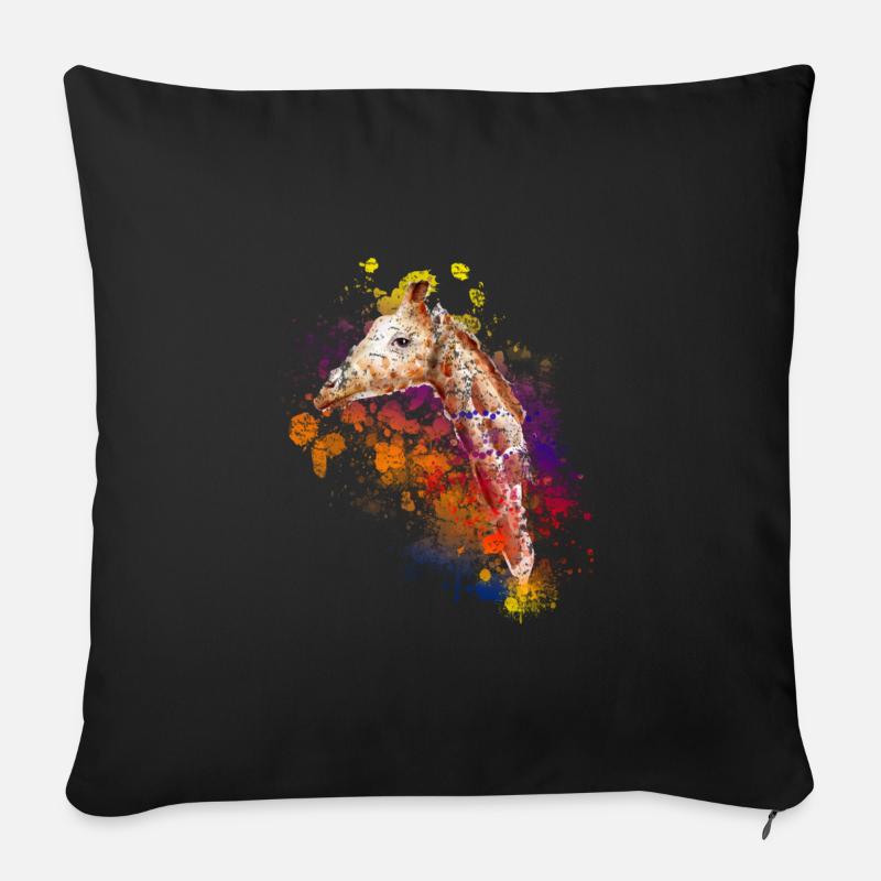 giraffe - Sofa pillowcase 17,3'' x 17,3'' (45 x 45 cm) - black