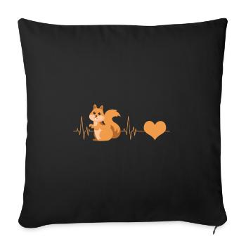Squirrel heartbeat - Sofa pillowcase 17,3'' x 17,3'' (45 x 45 cm) - black - Front