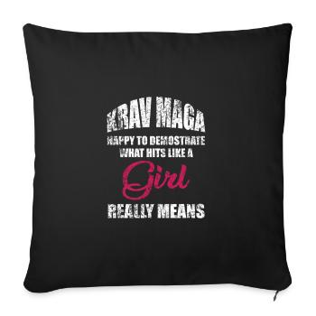 Fille de Krav Maga - Housse de coussin décorative 45 x 45 cm - noir - Devant