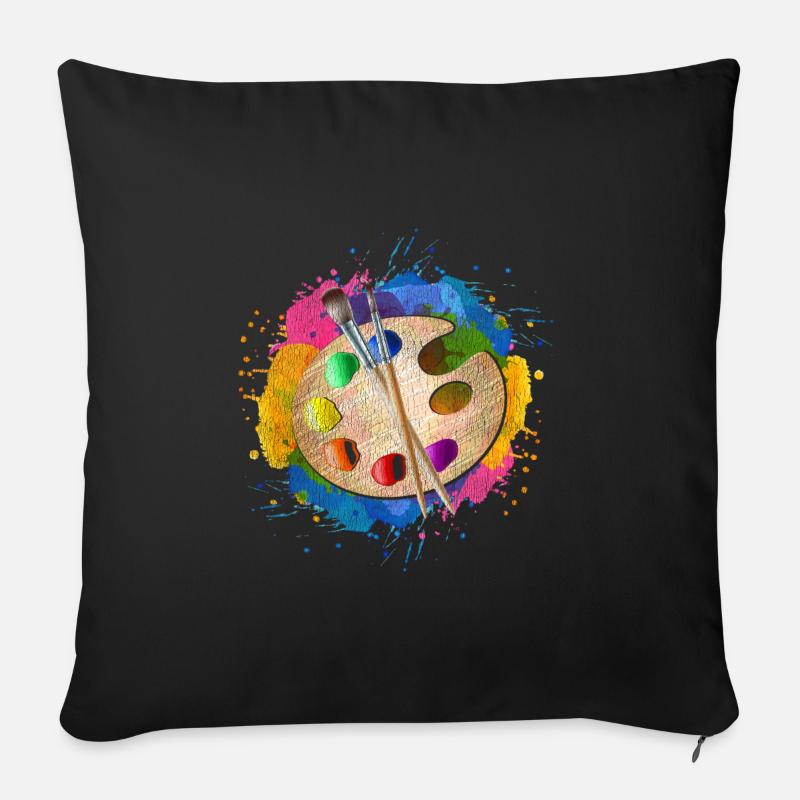 Pinceau - Housse de coussin décorative 45 x 45 cm - noir