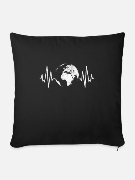 Earth Day Herz - Sofakissenbezug 45 x 45 cm - Schwarz