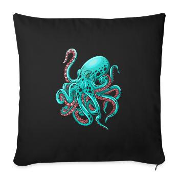 Poulpe monstre marin - Housse de coussin décorative 45 x 45 cm - noir - Devant