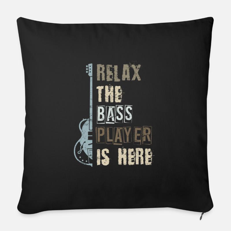 Guitare basse - Housse de coussin décorative 45 x 45 cm - noir