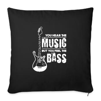 Musique de guitare basse - Housse de coussin décorative 45 x 45 cm - noir - Devant