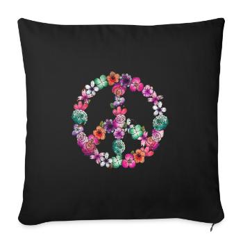 Fleurs de paix - Housse de coussin décorative 45 x 45 cm - noir - Devant