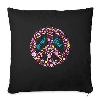 Paix Flower Power - Housse de coussin décorative 45 x 45 cm - noir - Devant