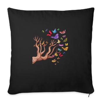 Beauté des insectes papillons - Housse de coussin décorative 45 x 45 cm - noir - Devant