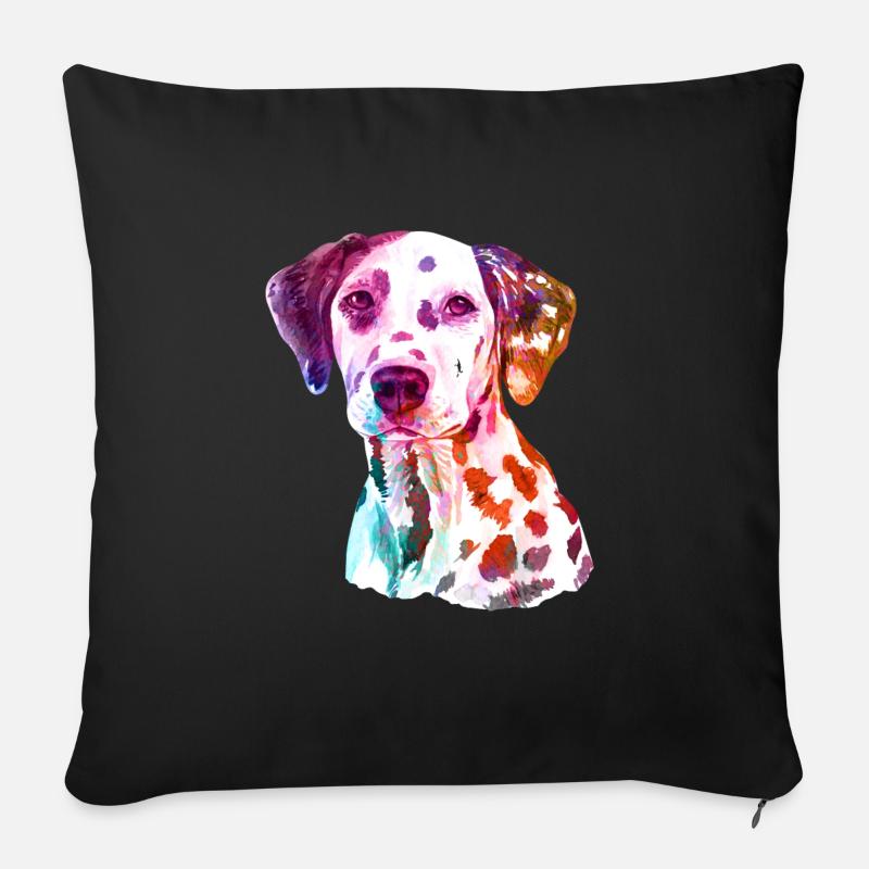 Chien cadeau dalmatien - Housse de coussin décorative 45 x 45 cm - noir