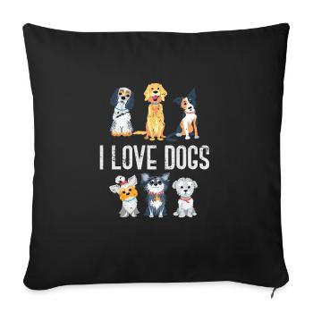 Dog dog lover - Sofa pillowcase 17,3'' x 17,3'' (45 x 45 cm) - black - Front