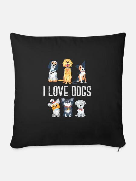 Dog dog lover - Sofa pillowcase 17,3'' x 17,3'' (45 x 45 cm) - black