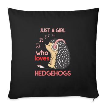 Cadeau fille hérisson - Housse de coussin décorative 45 x 45 cm - noir - Devant