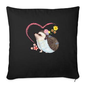 Hedgehog pile of leaves - Sofa pillowcase 17,3'' x 17,3'' (45 x 45 cm) - black - Front