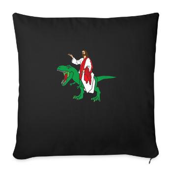 Jesus on Dinosaur Shirt Jesus Riding Raptor Tee Je - Housse de coussin décorative 45 x 45 cm - noir - Devant