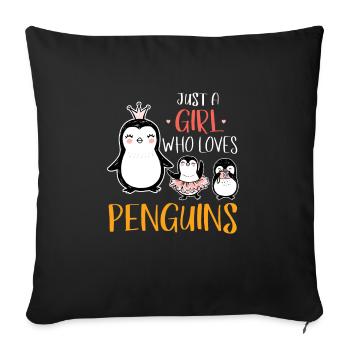 Penguin girl - Sofa pillowcase 17,3'' x 17,3'' (45 x 45 cm) - black - Front