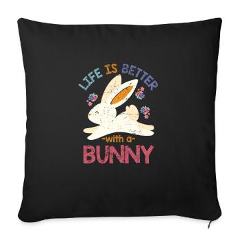 Bunny children rabbit - Sofa pillowcase 17,3'' x 17,3'' (45 x 45 cm) - black - Front