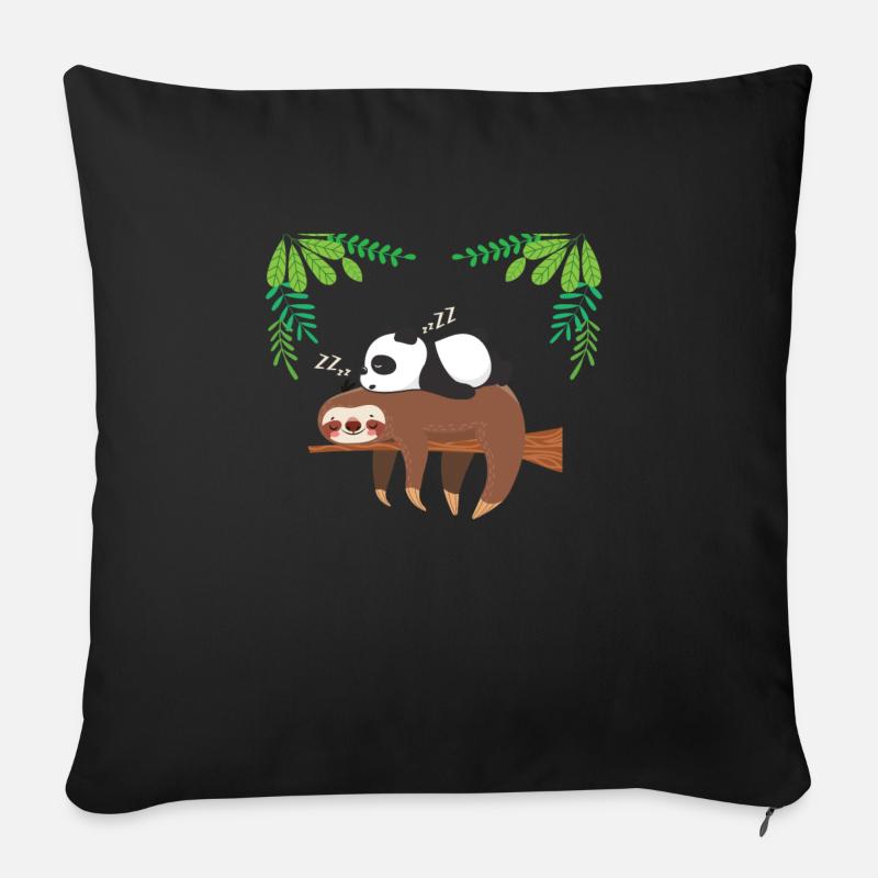 Faultier Panda Langschläfer - Sofakissenbezug 45 x 45 cm - Schwarz