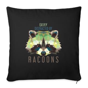 Raccoon animal - Sofa pillowcase 17,3'' x 17,3'' (45 x 45 cm) - black - Front