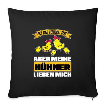 Huhn Hühner - Sofakissenbezug 45 x 45 cm - Schwarz - Vorne