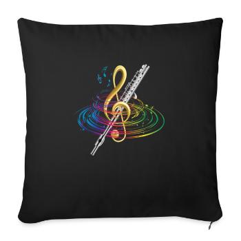 Flöte Klassische Musik - Sofakissenbezug 45 x 45 cm - Schwarz - Vorne