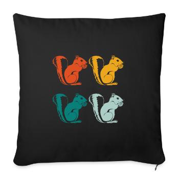 Animaux écureuil - Housse de coussin décorative 45 x 45 cm - noir - Devant