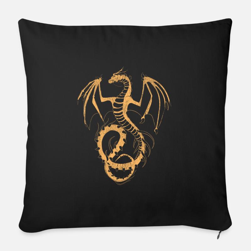 Fantaisie de dragon - Housse de coussin décorative 45 x 45 cm - noir