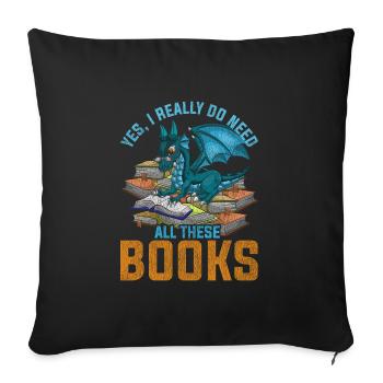 Dragon book fantasy animal - Sofa pillowcase 17,3'' x 17,3'' (45 x 45 cm) - black - Front