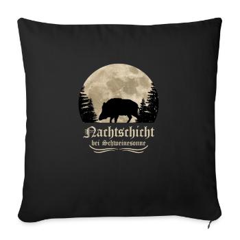 Wildschwein Keiler Jagd - Sofakissenbezug 45 x 45 cm - Schwarz - Vorne