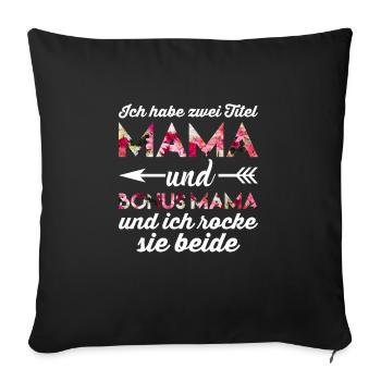 Bonus Mama - Sofakissenbezug 45 x 45 cm - Schwarz - Vorne