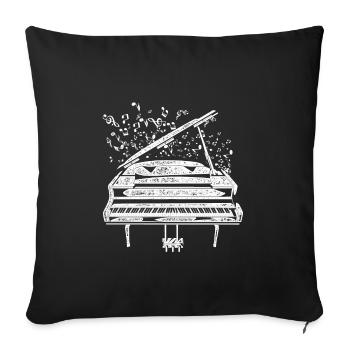 Musique d'instrument de piano - Housse de coussin décorative 45 x 45 cm - noir - Devant