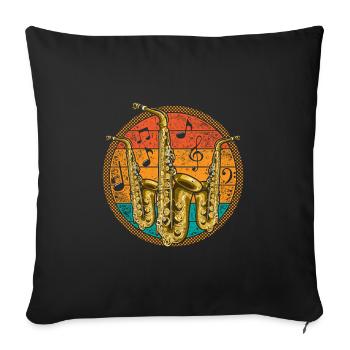 Retro Saxophon - Sofakissenbezug 45 x 45 cm - Schwarz - Vorne