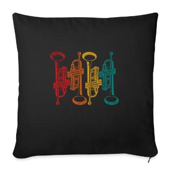 Musique de musicien de trompette - Housse de coussin décorative 45 x 45 cm - noir - Devant