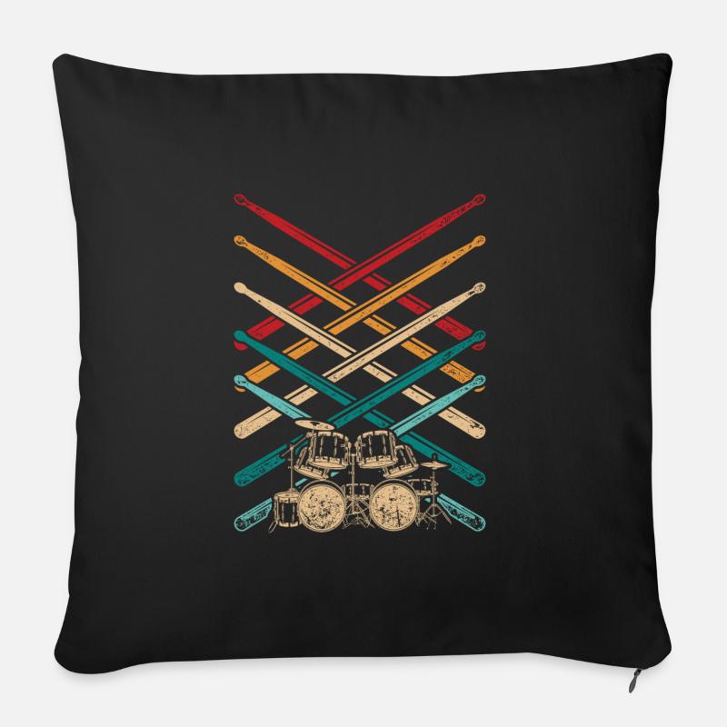 Batteur de batterie - Housse de coussin décorative 45 x 45 cm - noir
