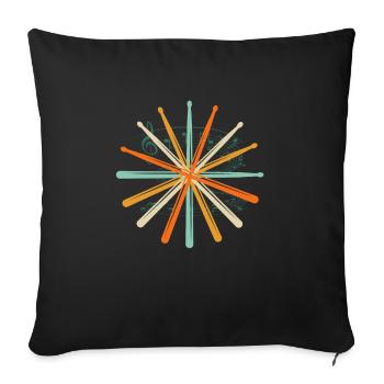 Cadeau de baguettes de batterie - Housse de coussin décorative 45 x 45 cm - noir - Devant