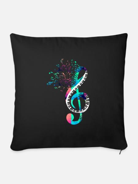 Klavier Melodie - Sofakissenbezug 45 x 45 cm - Schwarz