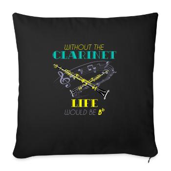 Instrument de musique clarinette - Housse de coussin décorative 45 x 45 cm - noir - Devant
