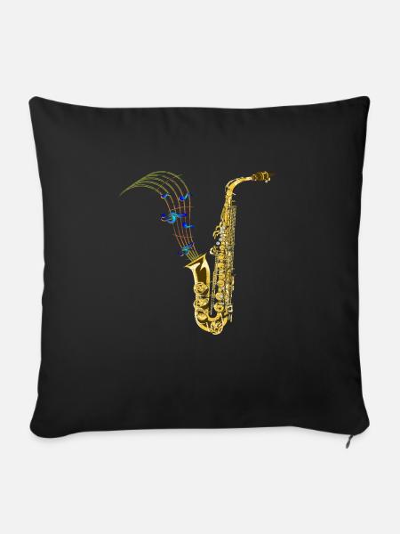 Saxophon Musik - Sofakissenbezug 45 x 45 cm - Schwarz