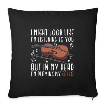Cello cello player - Sofa pillowcase 17,3'' x 17,3'' (45 x 45 cm) - black - Front